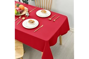Hiasan Glatt Weihnachten Tischdecke Fleckenabweisend Tischtuch mit Lotuseffekt Leicht Wasserabweisend Tischwäsche, Rot, 140x240cm