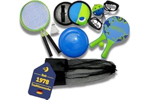 B BEST SPORTING BEST SPORTING 64004 - Beach Game Set, 5 Verschiedene Strand-Spiele, Outdoor Strandspiele Erwachsene, Beachball-Set XXL, 11-teiliges Strand-Spiel Set für bis zu 10 Personen, inkl. Mesh-Beutel