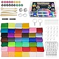 DARHEY Polymer Clay Set of 40 (40 × 20g) Multicolour Nontoxic Oven Bake Soft Modelling Clay for Kids | with Tools, Accessories, User Manual and Storage Box - Premium DIY Gift