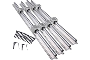 BEVDICNC Binario lineare SBR20, 1200 mm, 4 pezzi, colore argento, guida lineare con 8 blocchi di cuscinetti SBR20UU, guida lineare antiruggine con fori preforati, per stampanti 3D fai da te e macchine