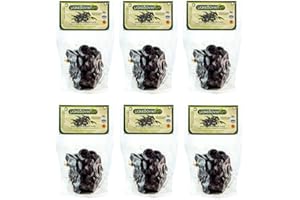 HELLENIKOS 6x 250g getrocknete schwarze Natur Throumba Oliven aus Thassos Griechenland gesalzen Thrumbas getrocknet Naturoliven 1,5kg Set + 10m Olivenöl zum teste