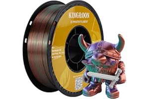 Kingroon Tri Colour Silk PLA Filament,3D Printer Filament PLA, 1.75 PLA Filament Multi Color 3D Printer Filament, Dimensional Accuracy +/- 0.03 mm, 1 kg Spool(2.2lbs), 1.75 mm, Green Purple Copper