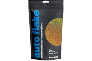 Hemway Automobile Métal Flake Glitter FINE 1/64" 0,015" 0.4mm 375 microns Peinture métal additif Flake 100 g pour une utilisation avec voiture vélo Van Truck Wagon Automotive (Gold Holographic)