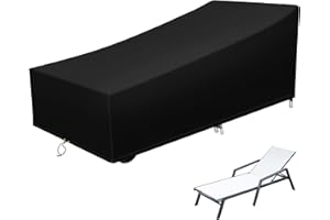 RICHIE Cubiertas para tumbona, cubierta de tumbona de jardín al aire libre, impermeable, resistente al viento, anti UV, protector de muebles de jardín, ratán, patio, 220 x 80 x 35/55 cm, DHSC220-2BK