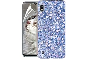 OKZone Coque Samsung Galaxy A10 [avec Film de Protection écran HD], Étui en Silicone Souple Brillante Glitter de Luxe Bumper Housse Etui de Protection pour Galaxy A10 (Bleu)