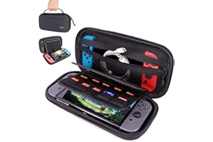 EGOO - Hard Shell Carrying Case for Nintendo Switch/Switch OLED Water Resistant Protective Case with 20 Game Storage for Switch, Soft Lined Storage Bag for Nintendo Switch (Black)