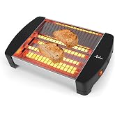 JATA JETT1587 &ndash; Horizontal Toaster 400 W with Quartz Bars, Large Surface Flat Toaster, Stainless Steel Sides, Removable Crumb