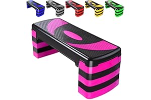 MAXSTRENGTH Aerobic Exercise Stepper with 5 Adjustable Step Levels (10/15/20/25/30CM), Cardio, Weights, Yoga, Exercise Workout Step Board, Anti-Slip for Home/Gym/Office, Routines, Fitness, Traing