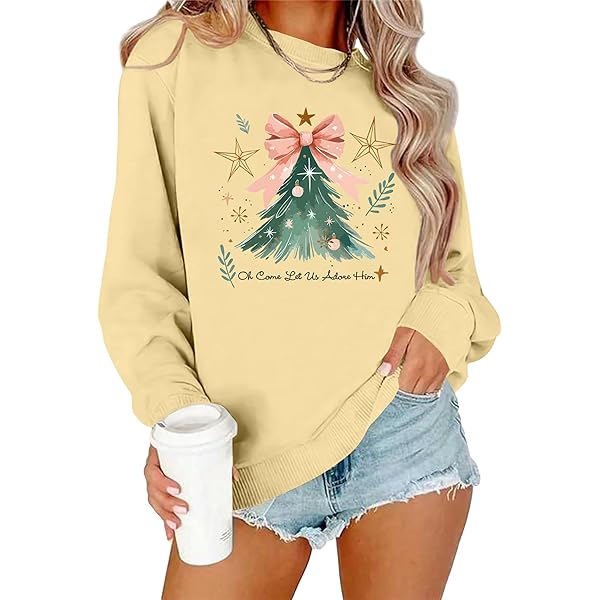Damestrui, sweatshirt, lange mouwen, zonder capuchon, kersttrui met