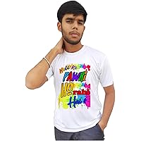 Man Aro's Creations Holi Ki Pawri - Printed White Round Neck Unisex T-Shirt