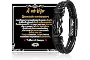 SUNSH Regalos Originales para Hombre Hijo Hermano, Pulsera Hombre Hermano Hijo Adolescentes, Pulsera de Cuero con Nudo Infinito, Regalo de Cumpleaños Navidad San Valentin Graduación