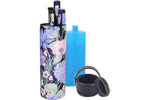 OVAKIA Insulin Kühltasche mit 1 Kühlakkus, Tragbaren Harte Medikamenten Kühlbox für Reisen 48 Hours Diabetiker Tasche Storage Travel Case (Blume Lila)