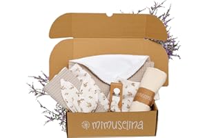 MIMUSELINA Coffret Naissance Fille ou Garçon | Coffrets Cadeaux pour Bébé | Coffret de Naissance Mixte pour Cadeau Nouveau Né | Disponible en Différentes Tailles | Sahara, Medium