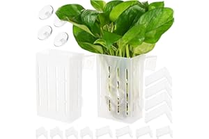 ‎BORLECH Borlech Aquarium Pflanzenhalter für Aquarium Aquaponic Pflanzenkultur Hängender Halterung und Aquascape Dekorationen Pflanztopf Zubehör (Halbtransparent)