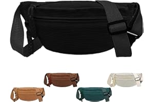 XIEXIESHER Sac Banane Velours Côtelé, Femme Velour Côtelé, Sac à bandoulière Sangle Réglable, Polyvalent pour Femme Homme pour Faire du Shopping, Voyager et Travailler(Noir)