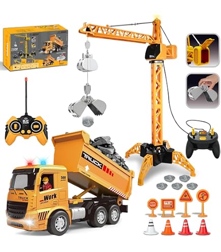 XMFHANG Camión Volquete RC 1:14, 8WD, 2.4GHz, 12 Canales con Luz y Sonido, Coche de Juguete RC XMFHANG Camión Volquete RC 1:14, 8WD, 2.4GHz, 12 Canales con Luz y Sonido, Coche de Juguete RC