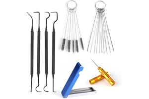 LASUROA Carburetor Cleaning Kit, Airbrush Carburettor Includes 23 Carb Needles 5 Nylon Brushes 1 Scraper and 4 Cleaner Hooks for Motorcycle ATV Chainsaw & Welder Spray Gun Maintenance