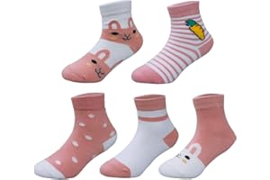 MSHEN Calcetines De Algodón Para Niñas, Calcetines Cómodo Suave de 0 a 5 Años,5 pares