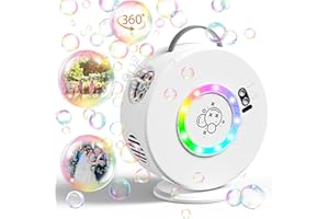 WEILIM Bubble Machine Age 3+ for Kids Automatic Bubble Blower for Toddlers Rechargeable Battery Operated Portable Bubble Maker for Little Boys Girls Fun Electric Bubble Toy Rotated 90°/360° Outdoor Party