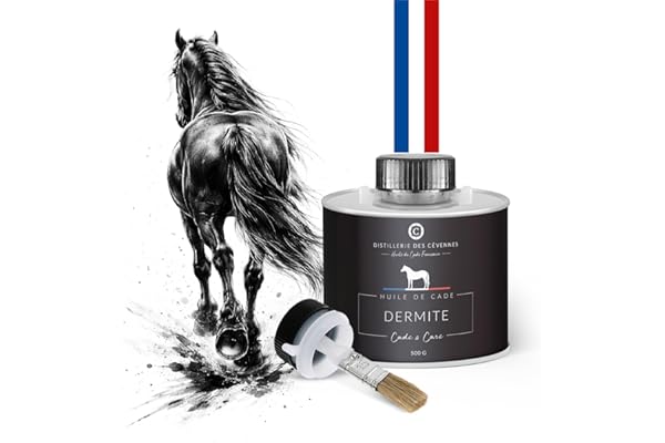 Distillerie des Cévennes - Huile de Cade pour Chevaux - Soin de la Dermite - 500g - La Seule Huile 100% Fabriquée et Distillée en France