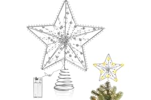 KATELUO Estrella Arbol Navidad, 25 cm Estrella de Árbol de Navidad 10 Luces LED, Estrella Arbol de Navidad con Luz, Estrella para Arbol de Navidad, Topper de árbol de Navidad para Decoracion Arbol Navidad