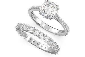 Swarovski Stilla Kollektion ringset (2), rundslipning, vit, rhodiumpläterad