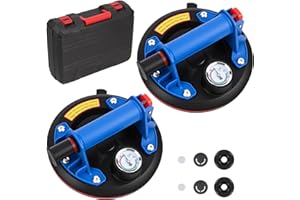 Gaethra 2 Pezzi 8" Ventosa per Piastrelle con Barometro, Ventose Capacità di Carico Max. 200 kg, Ventosa con Scatola di Trasporto per Vetro, Piastrelle, Marmo, Blu