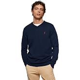 Polo Club Men's Basic V-Neck Sweater - 100% Cotton Long Sleeve Sweater with Embroidered Logo