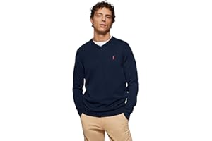 Polo Club Jersey Básico de Cuello Pico para Hombre - Suéter Manga Larga 100% Algodón con Logo Bordado