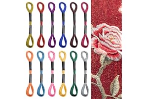 AEROGLO 12 Skeins Meta-llic Embroidery Threads,Meta-llic Embroidery Floss 12 Colors Glitter Embroidery Threads,Glitter Cross Stitch Threads,Cross Stitch Thread for Friendship Bracelets, Thread Crafts