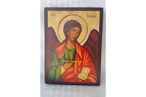 ICONSHOP Handbemalte Ikone des Erzengels Raphael Rafael, auf Echtholz