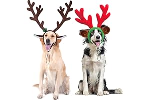 Mfsdai Serre Tete Renne Noël de Père pour Chien,Décoration Accessoires Réglable pour Animaux de Compagnie