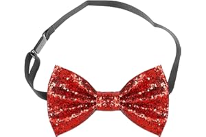 Toumett Sparkly Bow Tie,Bow Ties for Men,Black/Silver/Gold/Red Bow Tie,Glitter Sequin Boys Bow Tie,Adjustable Strap,Bowtie for Men Bachelor Dance Night Party Carnival Christmas Fancy Dress Stage Show