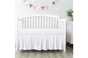 TIYGHI Sängkläder barnkjol med vita överlakan – 4 sidor med veckade volanger för baby pojkar flickor småbarn överkast (färg: