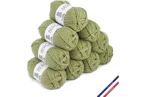 BERGERE DE FRANCE Bergère de France - BARISIENNE 7, Confezione da 10 gomitoli di lana per lavoro a maglia e all'uncinetto (10 x 50g) - 100% Acrilico - 6,5 mm - Filato grosso, rotondo e molto morbido - Verde (ALGUE)