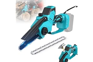 Ecarke Mini motosierra de 6 pulgadas compatible con batería Makita de 18 V, 1200 W, motor sin escobillas, 21000 rpm, velocidad de la cadena 7 m/s, bomba de aceite automática, cadena de repuesto de 6