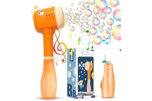 P PANACARE Panacare Machine à Bulle électrique, Jouet à Bulles Girafe 4000+ Bulles/Min avec 290ml de Liquide Super bulleux, Convient pour l'extérieur/Les fêtes/Les Mariages, Machine à Bulles pour Enfants,Orange.