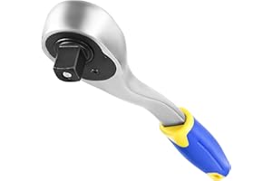 S&R Chiave a Cricchetto 1/2" Reversibile con Manico Curvo Professionale. Lungo 26 cm - 45 Denti