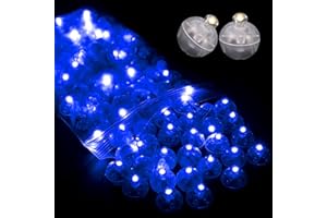WoskjXas 100 Pièces Mini Boule Lumineuse Led Rond Ballons Lampes Led Balloon Lumière Alimenté par Batterie Mini Ballons Lampes Décorations pour Noël, Halloween, Fête, Mariage, Bricolage [bleu]
