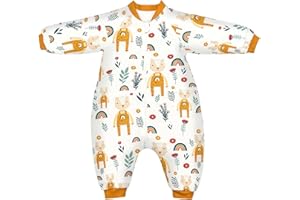 SIMYJOY Baby Sleeping Bag, 2.5 TOG Winter Toddler Sleeping Bag with Legs, 100% Cotton Baby Sleeping Bag with Arms, 15-24M, Little Bear