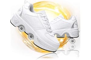 ZHYX Roue Baskets Chaussures À roulettes Sneakers Roller Chaussures De Skateboard Garçons Filles Sneakers avec Roues,32