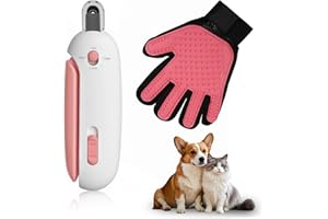 OUMUIK Ciseaux à griffes professionnels pour chiens et chats avec ouverture réglable de 1 à 3,5 mm, protection anti-éclaboussures, aiguiseur de griffes caché, gant anti-rayures, pour petits chiens, chats