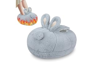 Scaldapiedi Elettrici, Victop Simpatico Coniglio Morbido USB Ricarica Piedi Scaldapiedi Antiscivolo Scarpe Riscaldate Rimovibili con 3 Impostazioni di Temperatura