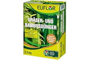Euflor Gräser- und Bambusdünger 2,5 kg•Organisch-mineralischer NPK-Dünger 10+4+5 mit 2% MgO und 1% wasserlöslichem Eisen•Speziell für Gräser und Bambus•Mit Eisen und Magnesium für saftiges Grün