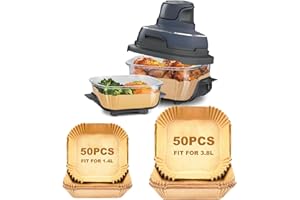 BREEZO 100PCS Air Fryer Liners for Ninja CRISPi FN101UKGY, Disposable Air Fryer Parchment Paper Liners for 3.8L & 1.4L Glass Container Air Fryer, Non-Stick Air Fryer Accessories for Ninja CRISPi