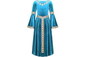 Alvivi Mittelalterliches Kleid Mädchen Mittelalter Kleid Vintage Bandage Renaissance Kleid Maxikleid Cosplay Karneval Fasching Partykleid