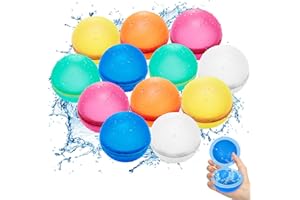 BOXLUNT 12 Globos de Agua Reutilizables, Globos de Agua Llenado Rapido, Globos de Agua Reutilizables Magnéticos para Niños y Adultos, Globos de Agua de Silicona para Exterior, Piscina, Playa, Parque Acuático