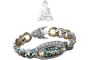 ELDEMA Bracelet de perles mantra à six caractères, bracelet Feng Shui, bracelet Dzi tibétain mantra bouddhiste fait à la main, amulette de méditation, bracelet porte-bonheur