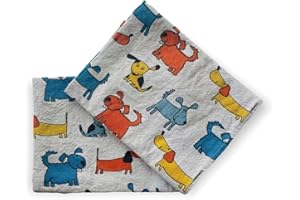 ‎JOWOLLINA JOWOLLINA 2er-Set: Gourmet Geschirrtücher Küchentücher Handtücher Tücher 44x68 cm Halbleinen Stonewashed Bedruckt (Hund blau)