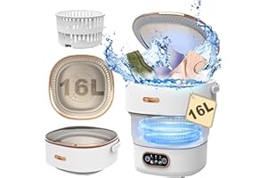 OMCCHK Portable Mini Waschmaschine Mit Schleuder - Camping Waschmaschine Mini Washing Machine Faltbare, Tragbare Waschmaschine Camping Kleine Waschmaschine Reise Grau (16L Ultra-Reinigung)